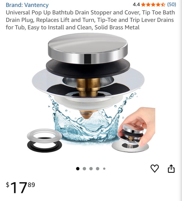 Vantency Universal Pop Up Bathtub Drain Stopper