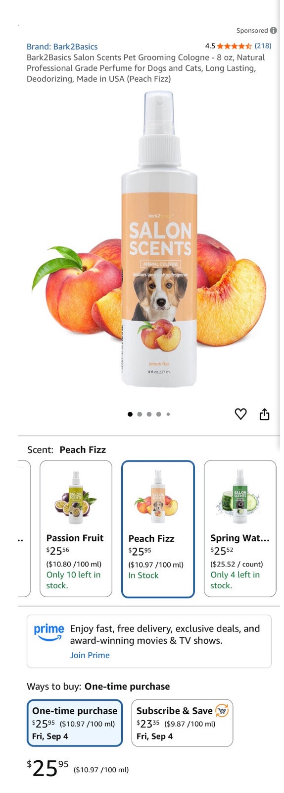 Bark2Basics Salon Scents Peach Fizz Dog Cologne - photo 3