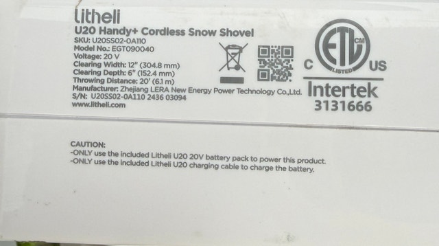 Litheli U20 Cordless Snow Shovel - photo 3