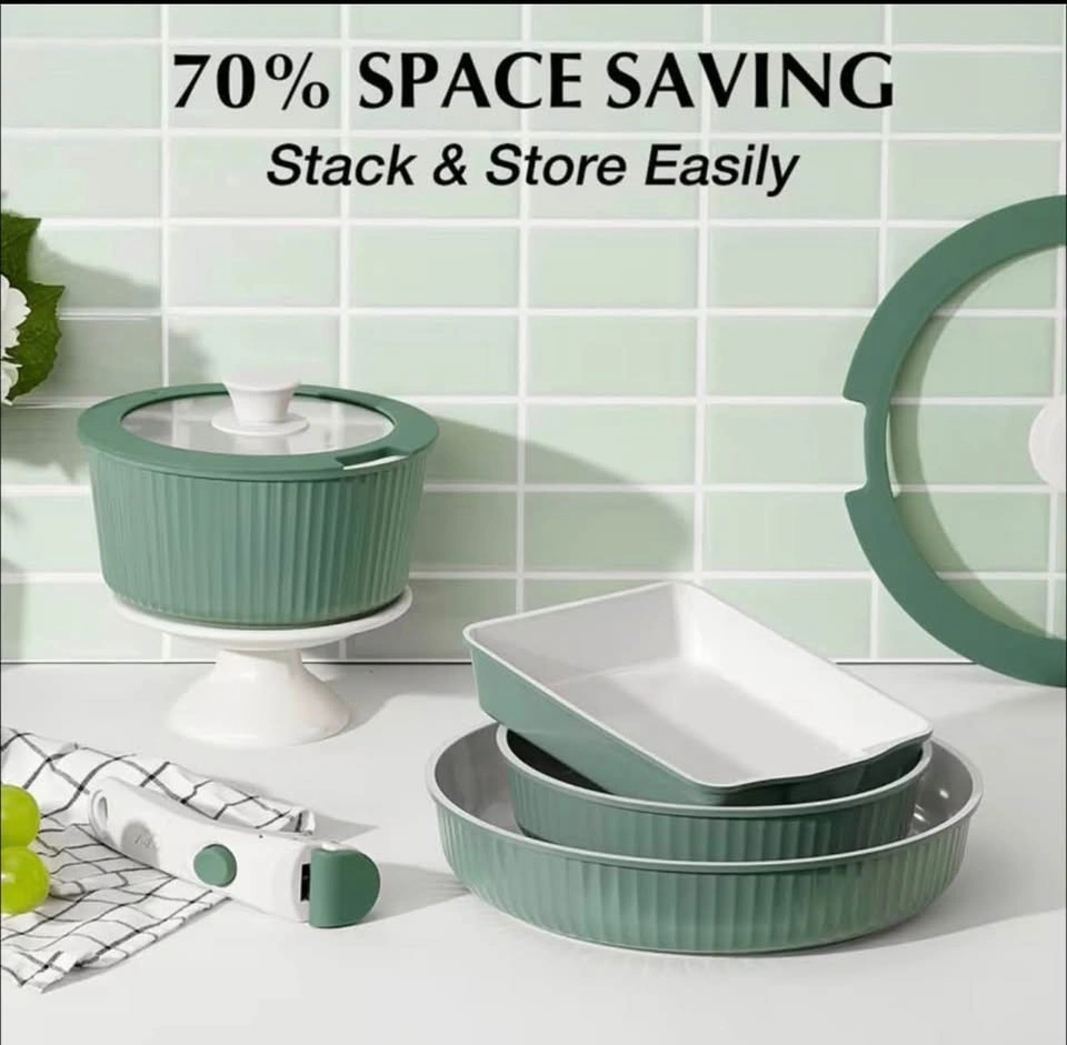 12-Piece Nonstick Cookware Set with Detachable Handles - photo 5