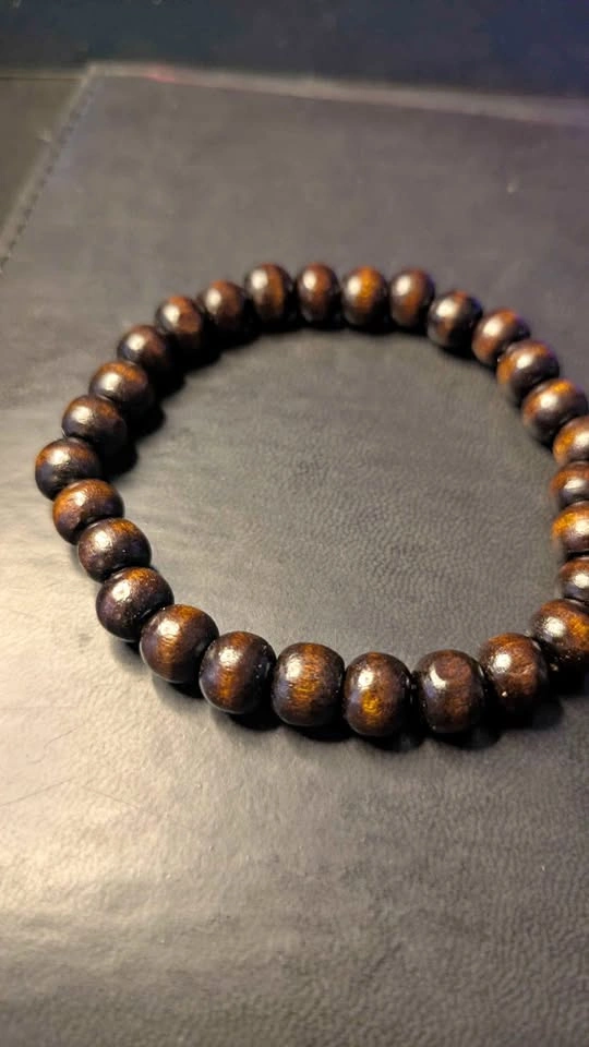 Dark Wood Bead Stretch Bracelet