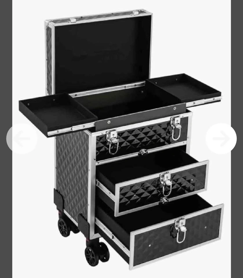 Rolling Makeup Train Case with Drawers - photo 2