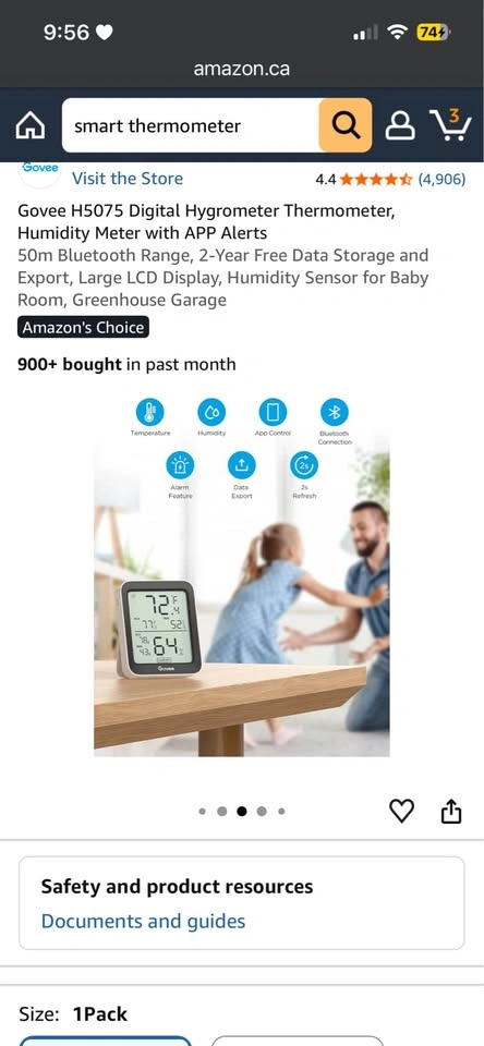 3x Govee H5075 Smart Bluetooth Hygrometer Thermometers - photo 3