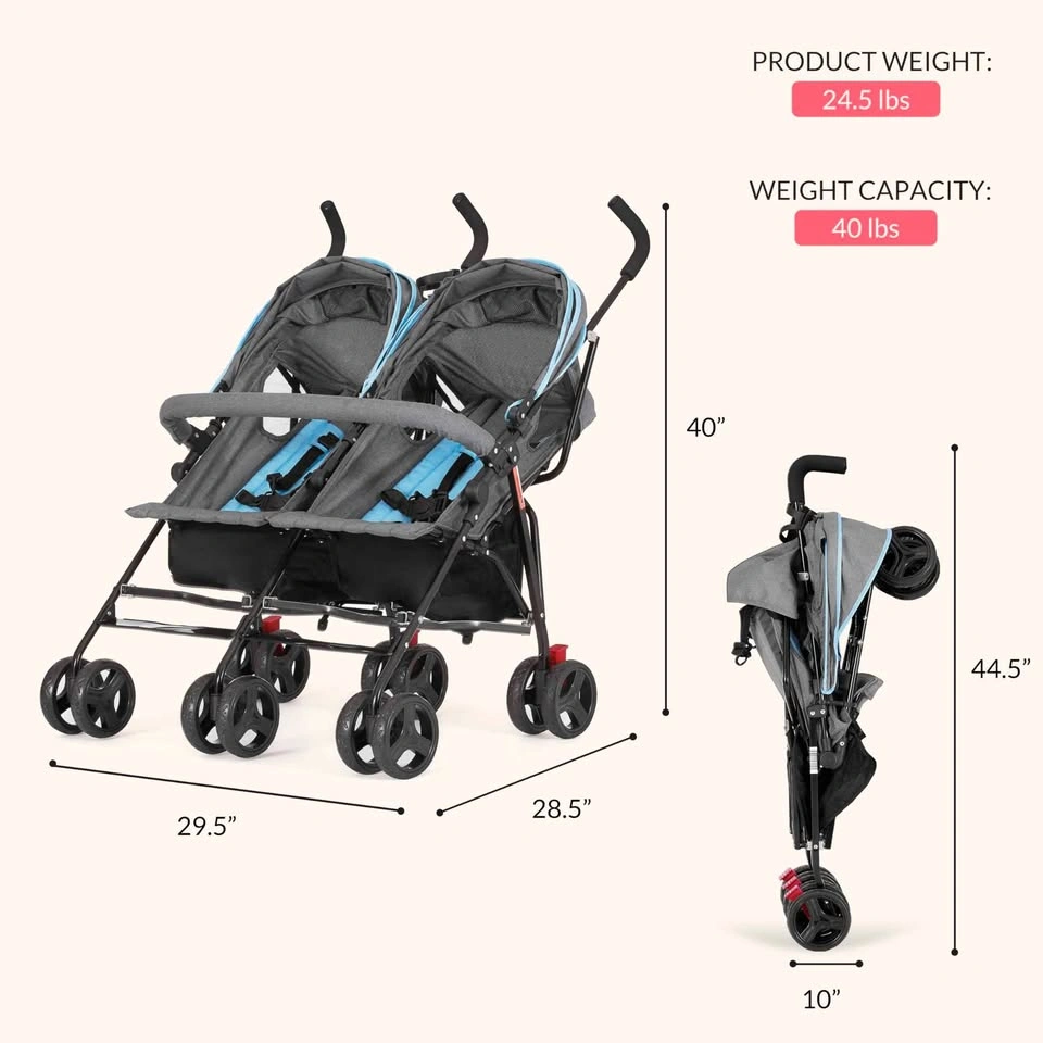 Dream On Me Volgo Twin Baby Stroller, Compact Double Stroller - photo 4