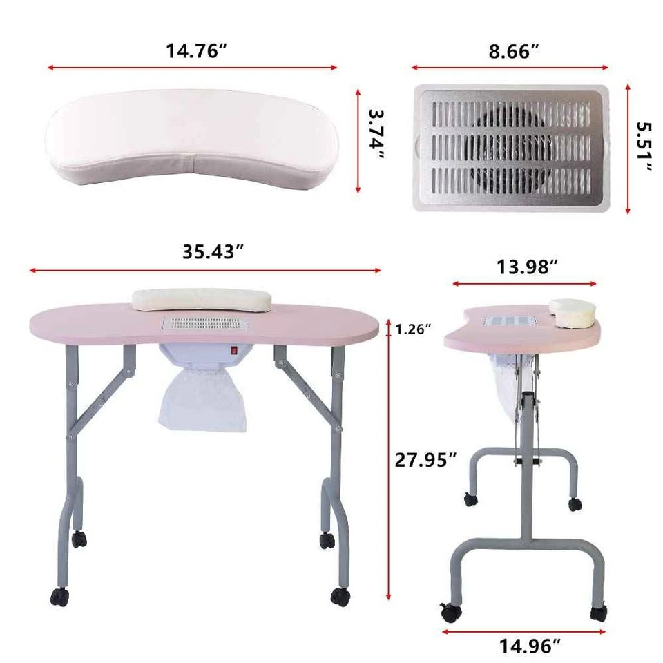 AGESISI Portable Manicure Table Foldable Nail Desk - photo 3
