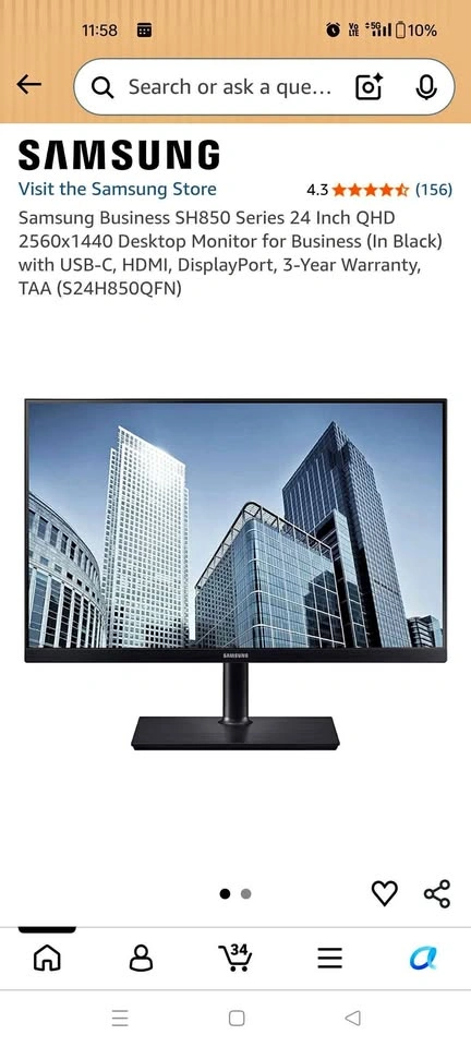 Samsung SH850 24-inch QHD Monitor with USB-C Docking
