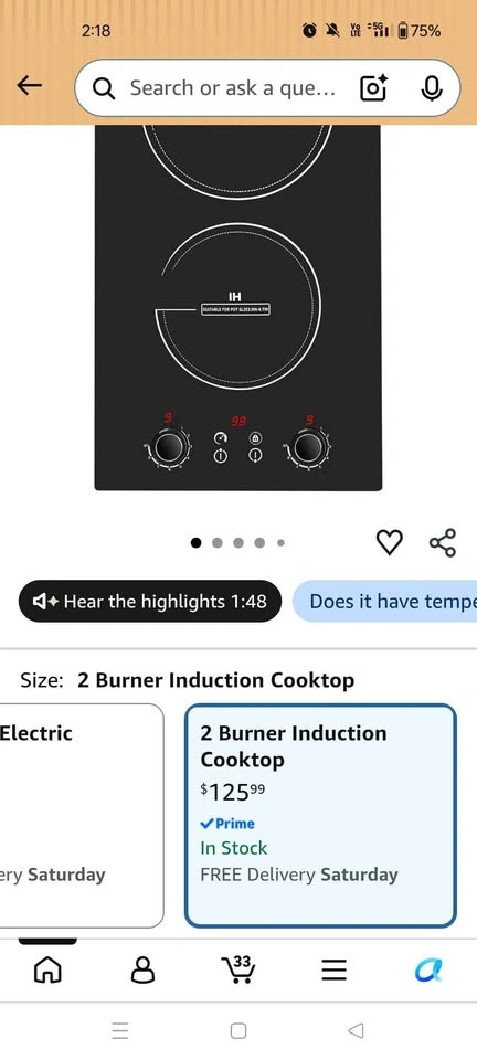 Wesonorous Double Induction Cooktop 110V 2600W 2 Burner - photo 3