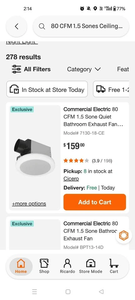 Commercial Electric 80 CFM Bathroom Fan with Bluetooth Speaker - photo 3
