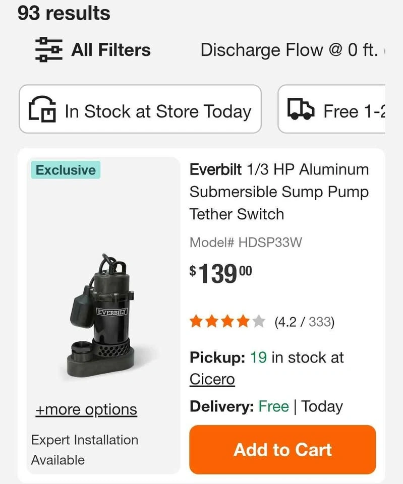 EverBilt 1/3 HP Aluminum Submersible Sump Pump Tether Switch - photo 3