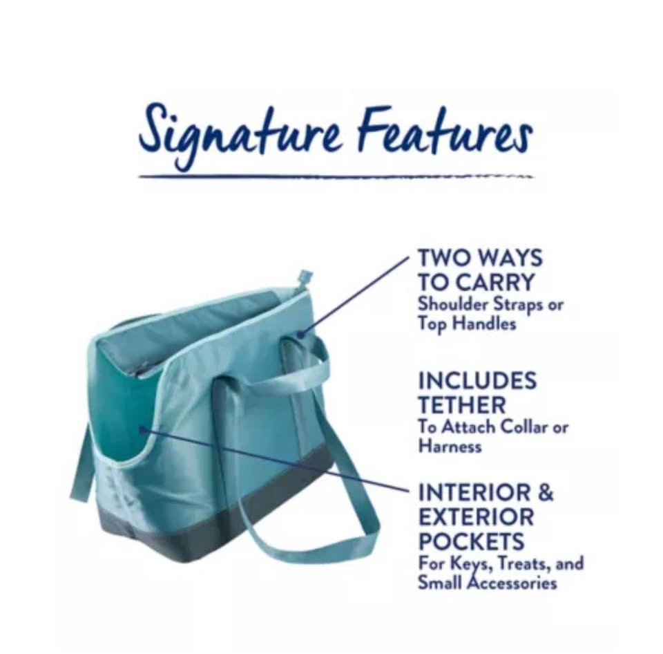 Top Paw Teal Dog Tote Carrier - For Pets Up To 15 lbs - photo 4