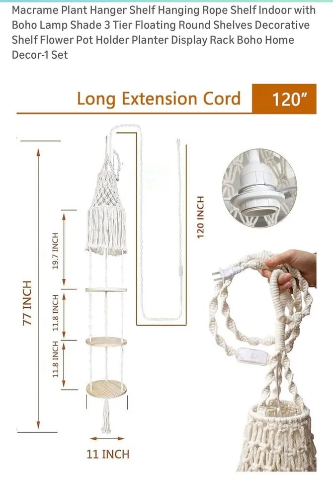 Plant Hanger shelf with bulb holder image indicator(3)