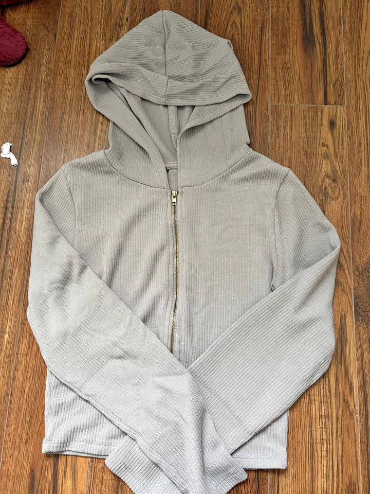 Grey hooded long sleeve