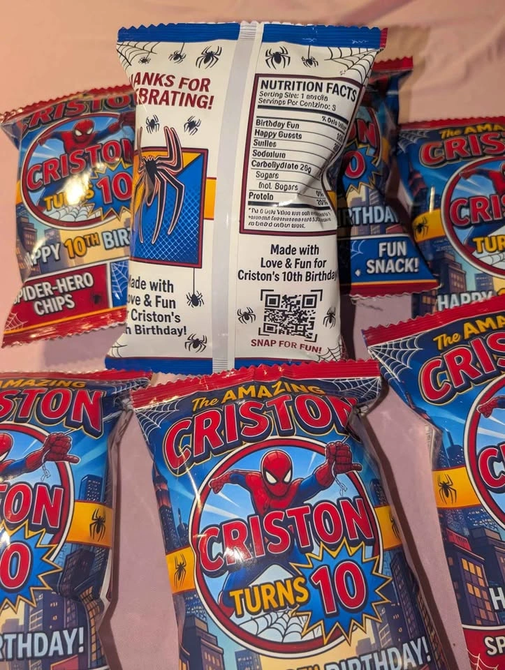 Customized Birthday Party Favor Snack chip Bags - photo 2