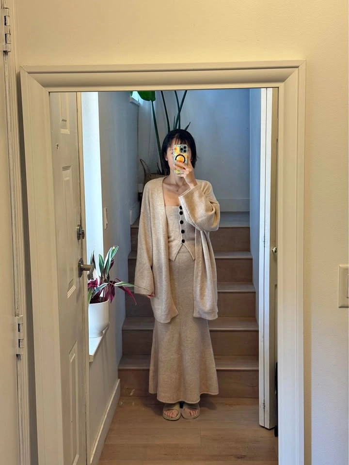 3-Piece Beige Knit Set