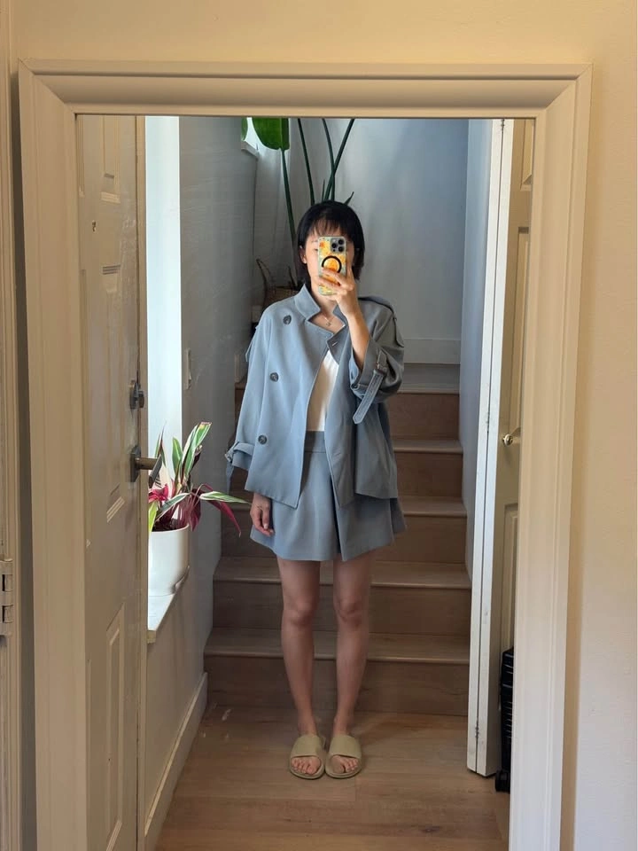 ASM ANNA Blue Two-Piece Trench and Short Set - photo 2