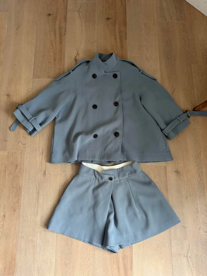 ASM ANNA Blue Two-Piece Trench and Short Set - photo 3