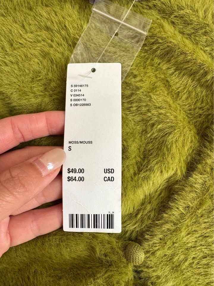Urban Outfitters Olive Green Cropped V-Neck Button Cardigan - photo 5