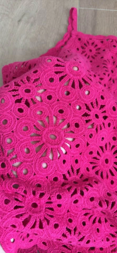 NEXT Brand New Hot Pink Crochet Eyelet Halter Tank Top - photo 4