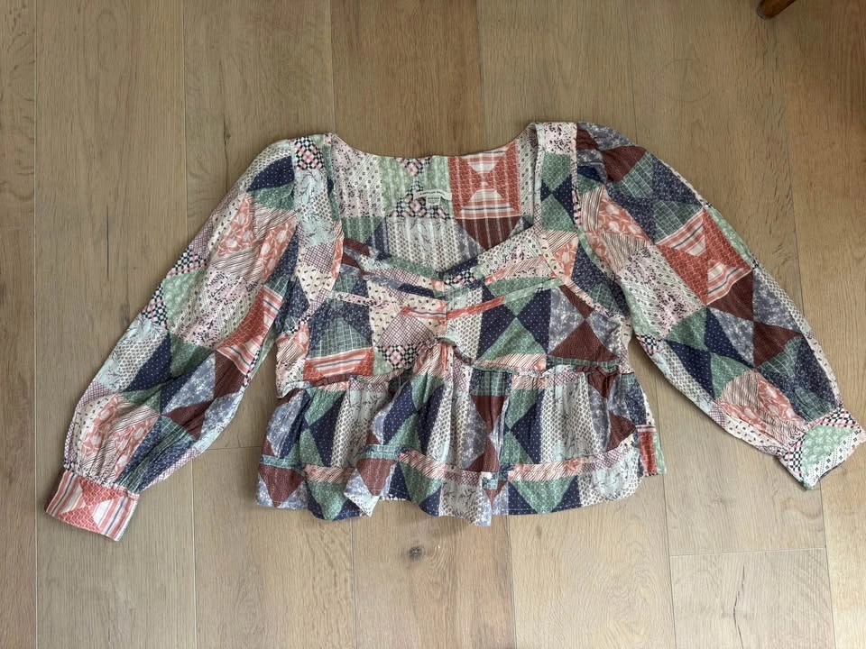 American Eagle Patchwork Print Peasant Blouse - Multicolor - photo 3