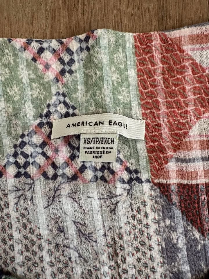 American Eagle Patchwork Print Peasant Blouse - Multicolor - photo 4