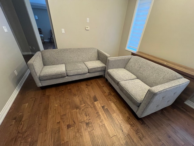 Grey Fabric Sofa and Loveseat Set - photo 3