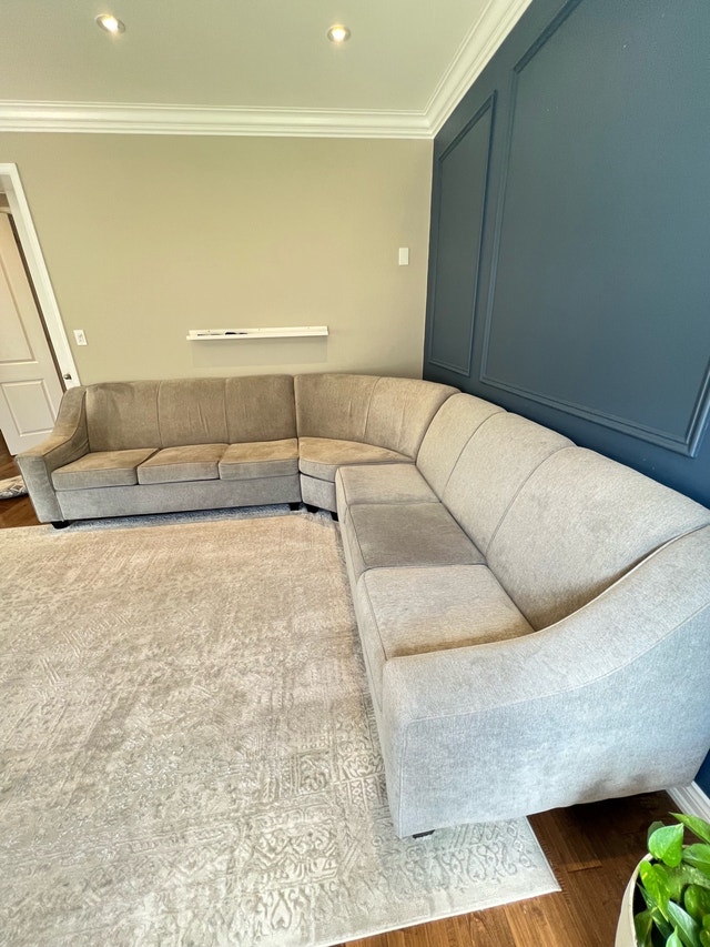 Grey Fabric Curved Sectional Sofa