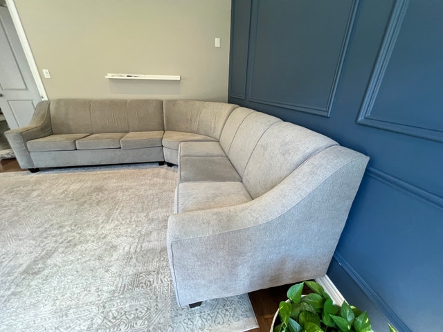 Grey Fabric Curved Sectional Sofa - photo 3