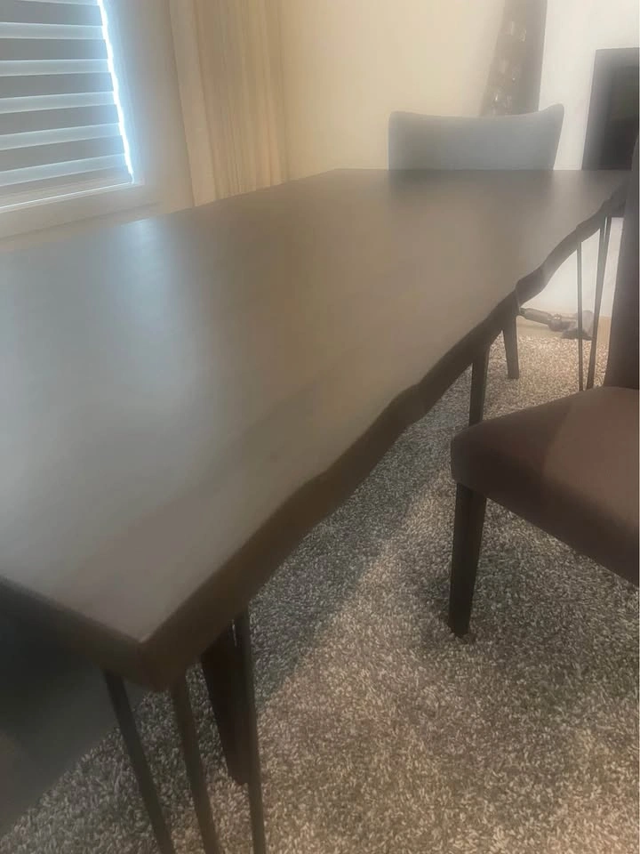 Live Edge Dining Table with 3 Upholstered Chairs & Bench - photo 2