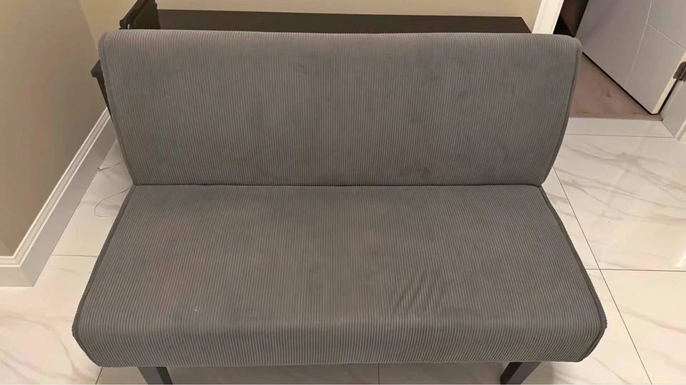 Grey Corduroy Armless Loveseat