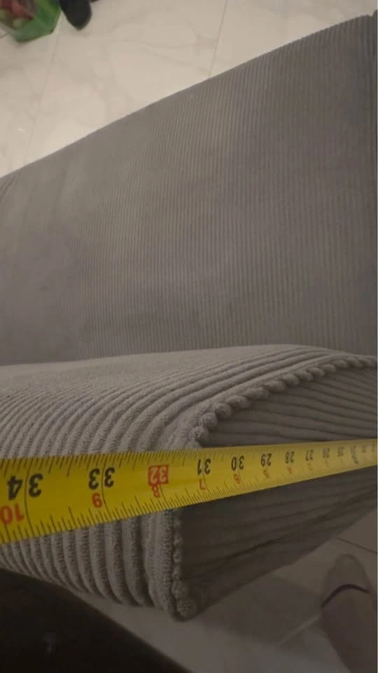 Grey Corduroy Armless Loveseat - photo 3