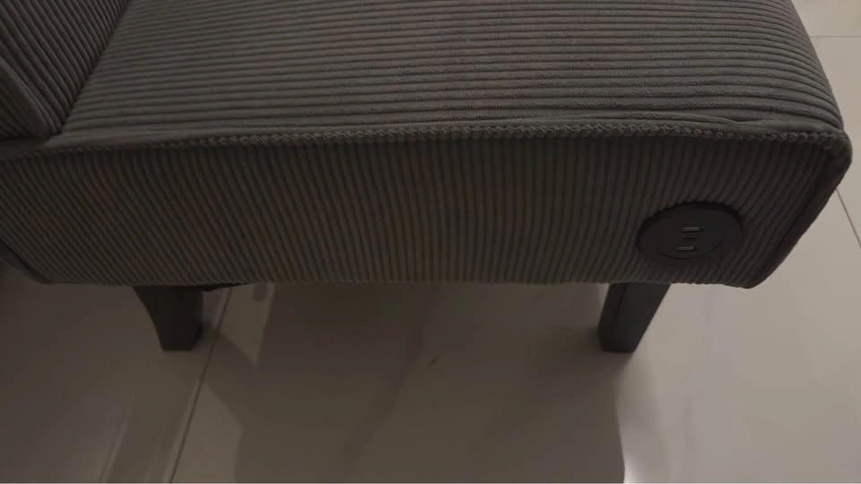 Grey Corduroy Armless Loveseat - photo 5