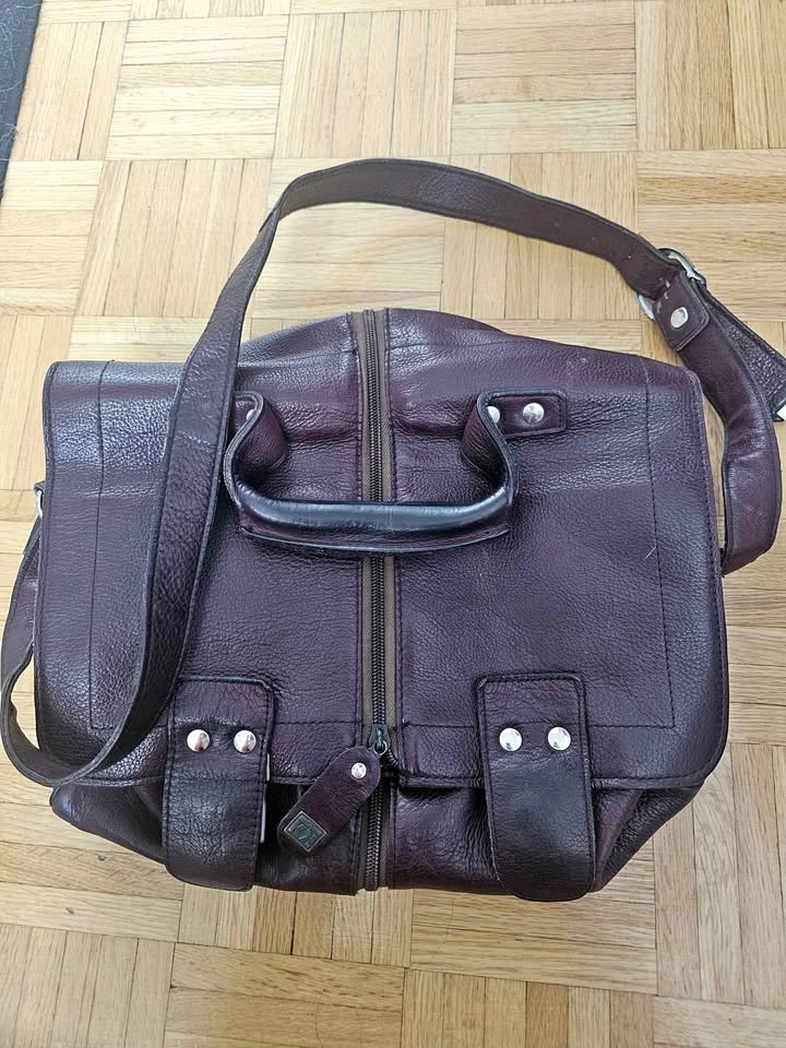 Vintage Genuine Leather Convertible Garment Travel Bag