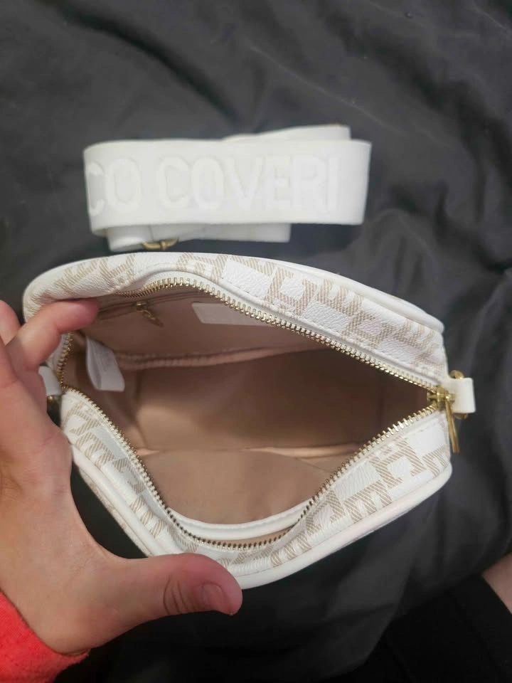Enrico Coveri EC Monogram Crossbody Bag – White/Cream & Gold - photo 2