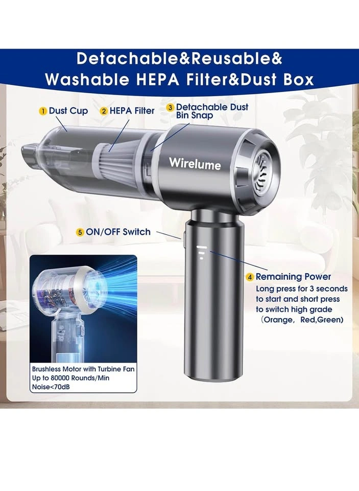 Open Box Wirelume Cordless Handheld Vacuum – Car & Home Vacuum - photo 3