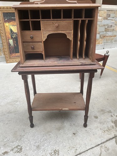 Vintage Secretary Desk Top And Table Set