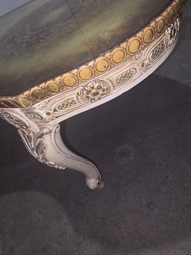Vintage Kidney Shape Coffee Table, Ornate Gold Details - photo 4