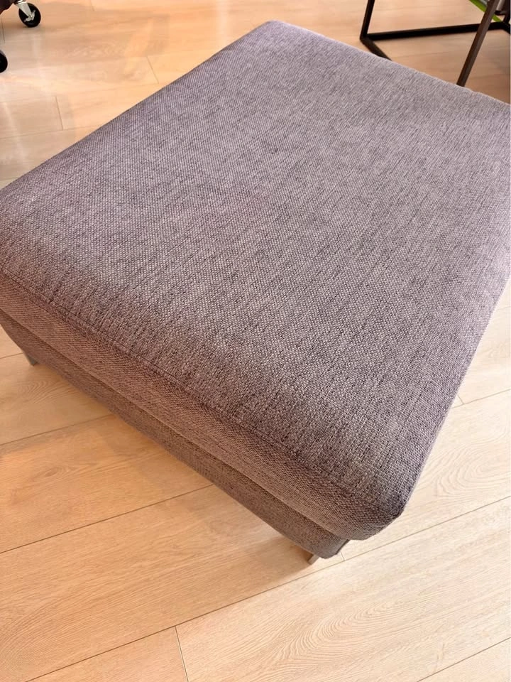 Large Grey Upholstered Ottoman / Footstool 34” x 27” x 16”