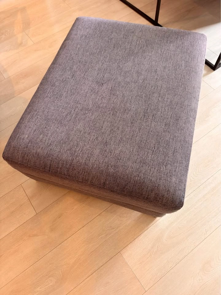 Large Grey Upholstered Ottoman / Footstool 34” x 27” x 16” - photo 2