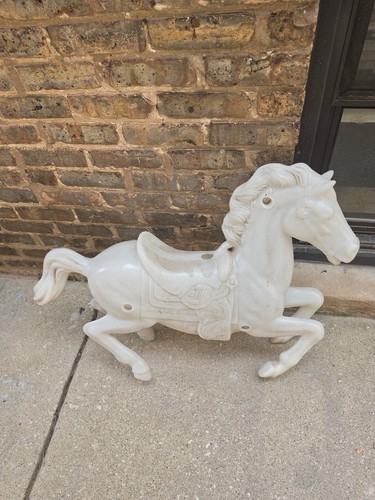 Vintage White Plastic Horse Carousel Animal Figure
