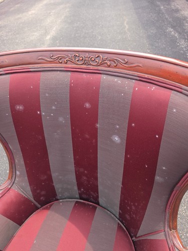 Vintage Upholstered Accent Chair Burgundy Gray Stripe - photo 4
