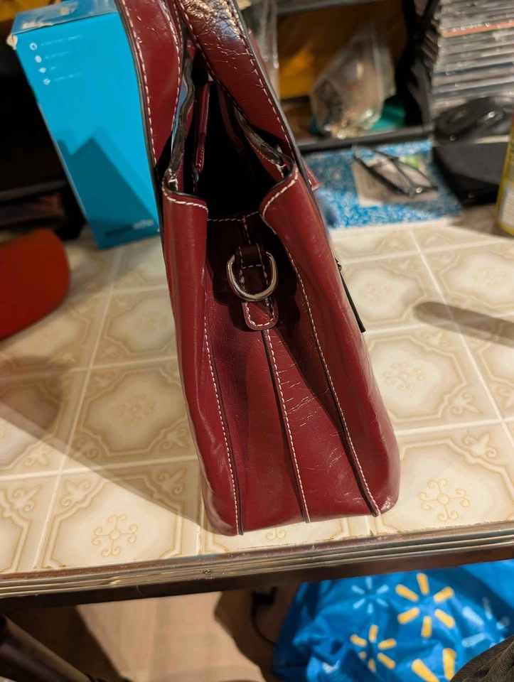 Burgundy Faux Leather Tote Bag - photo 2