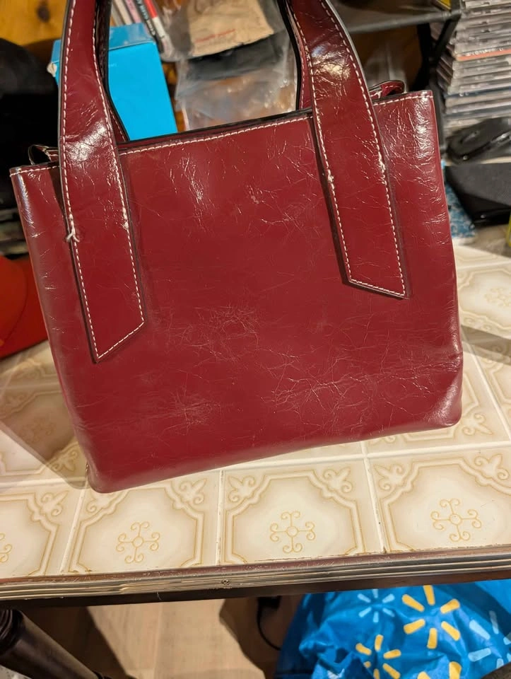 Burgundy Faux Leather Tote Bag - photo 3