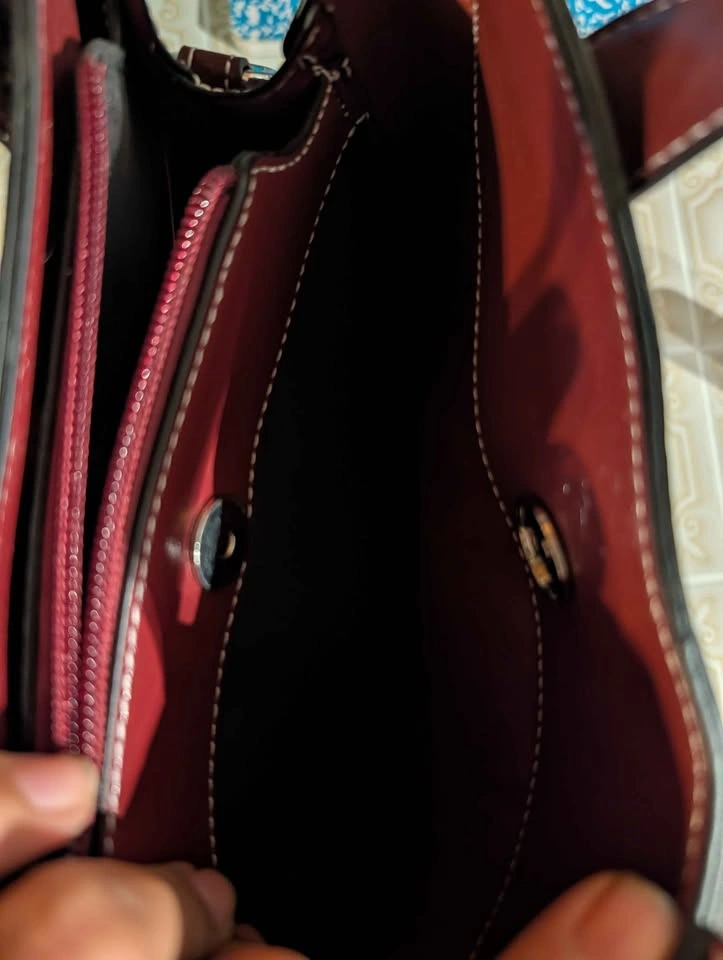 Burgundy Faux Leather Tote Bag - photo 5