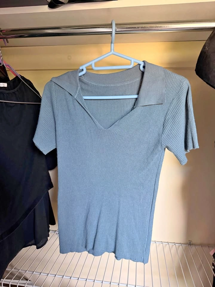 Blue Collared Top
