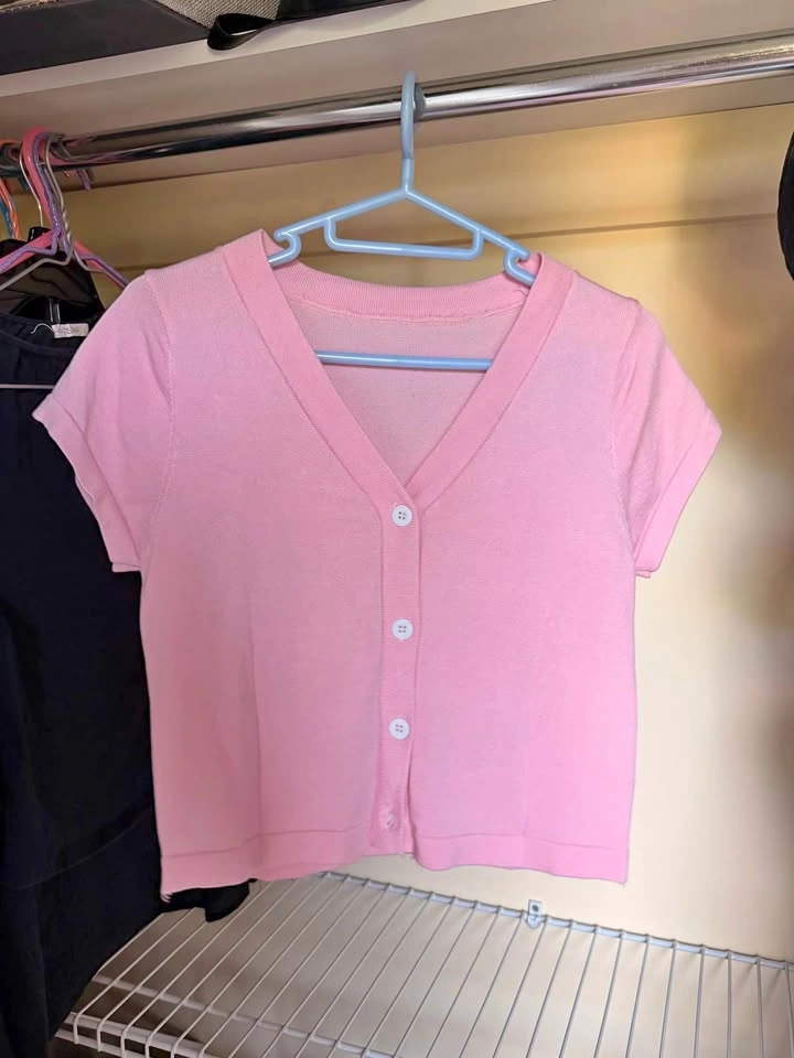 Pink Short Sleeve Cardigan
