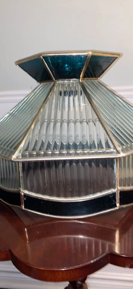 Vintage 1970s–1980s Tiffany-style octagonal pendant light - photo 2