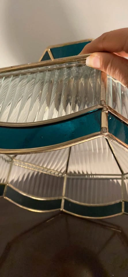Vintage 1970s–1980s Tiffany-style octagonal pendant light - photo 3