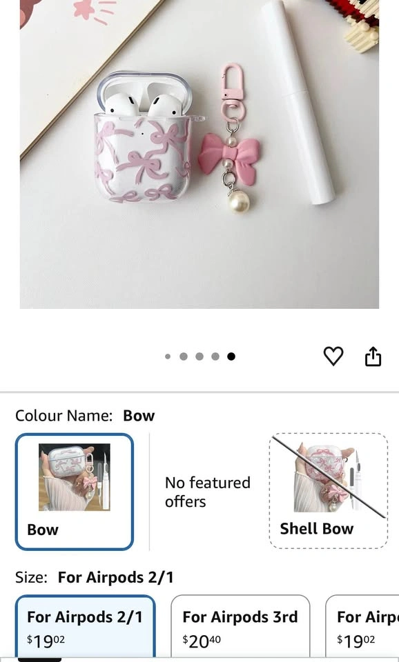 Pink Bow AirPods 1/2 Case - photo 2