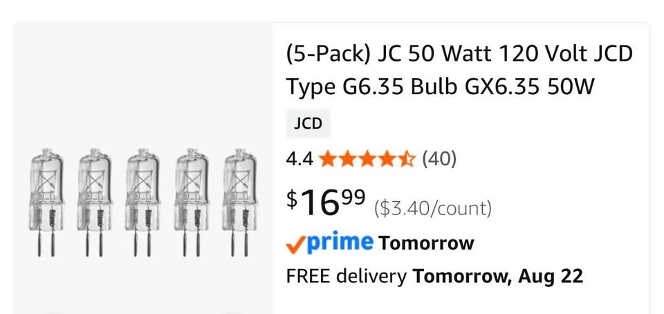 Anyray JC T3 110V/120V/130V 50W G6.35 Light Bulbs - photo 2