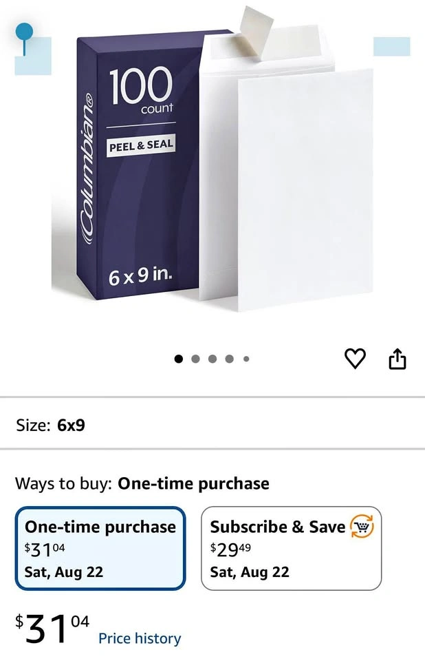 Columbian Catalog Envelopes, 6 x 9, 28 lb White Wove
